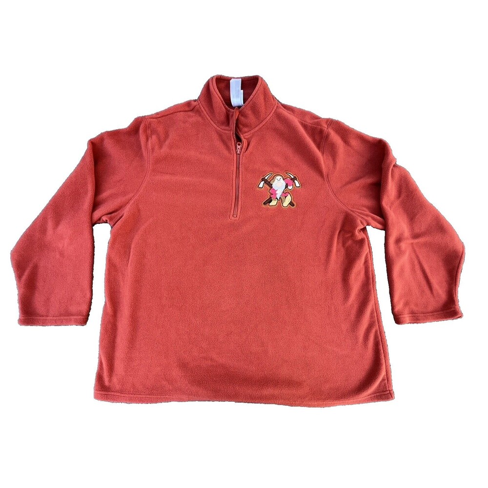 Disney Men’s Burnt Orange 1/4 Zip Snow White Seven Dwarfs Grumpy Fleece 2XL